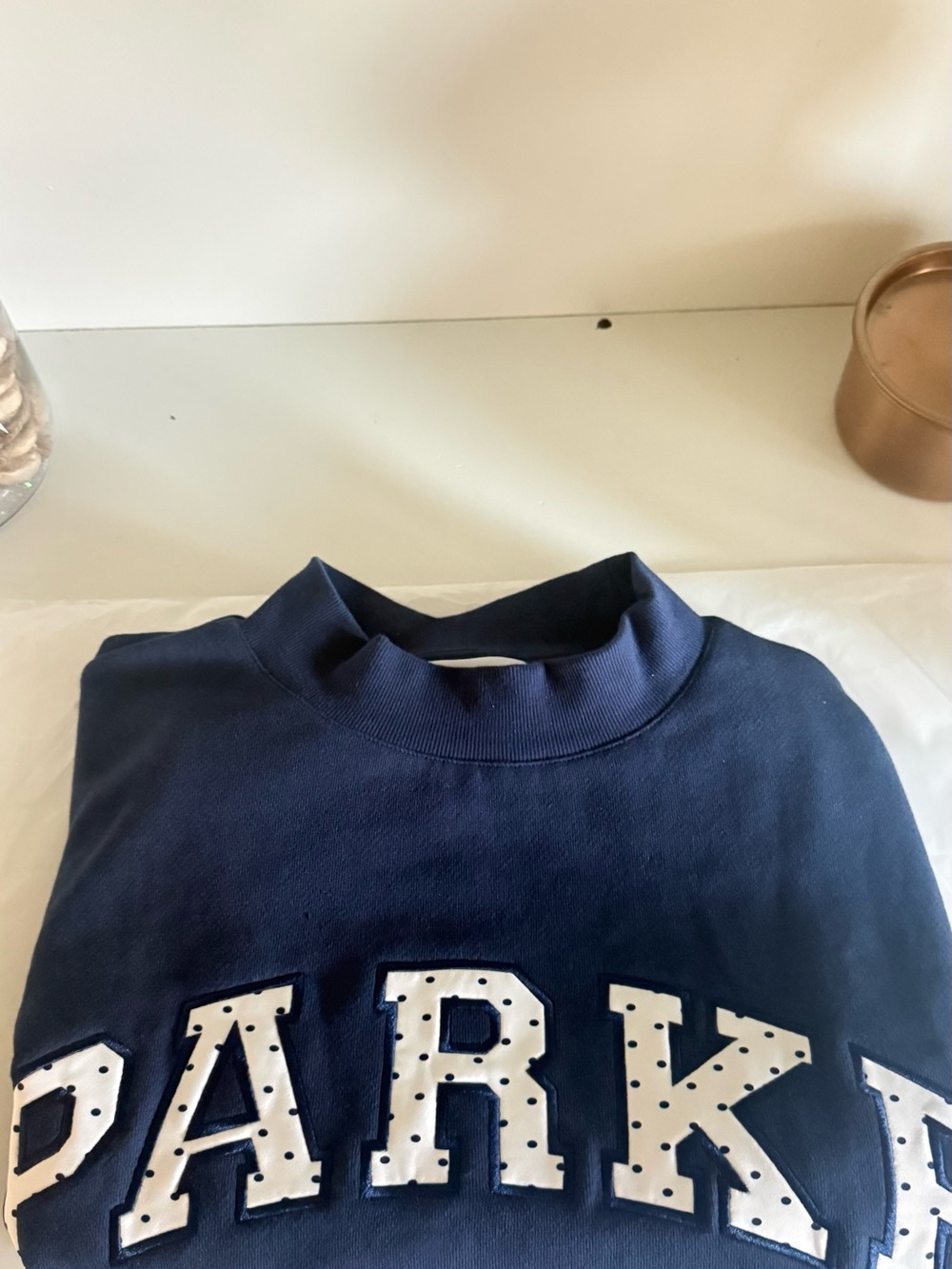PARKE Polka Dot Varisty Mockneck